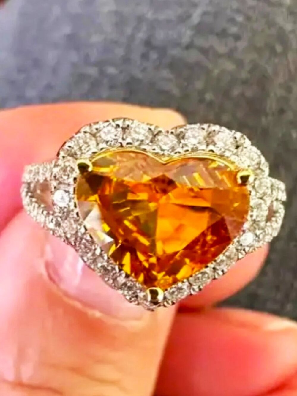 Sterling Silver Citrine Heart Ring